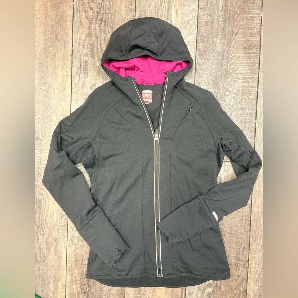 Icebreaker Black Jacket with Pink Hood Lining